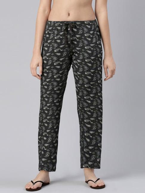 enamor black printed lounge pants