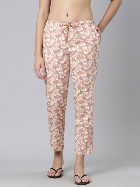 enamor dusty pink cotton printed lounge pants