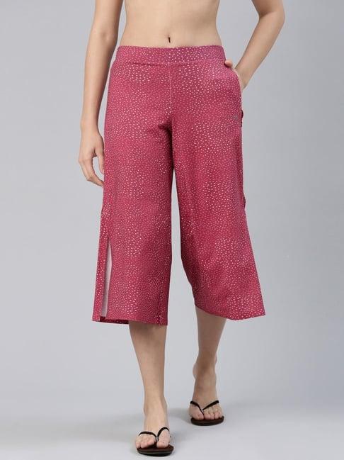 enamor magenta pink printed lounge pants