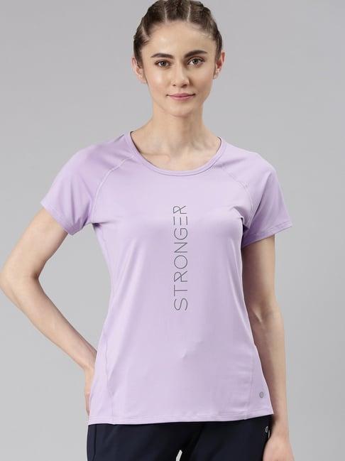 enamor purple graphic print sports t-shirt