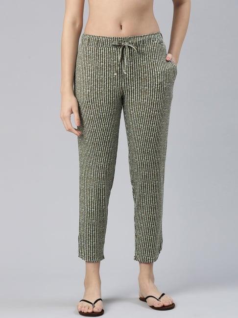 enamor olive green printed lounge pants