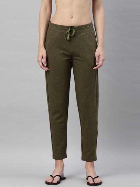 enamor olive green cotton lounge pants