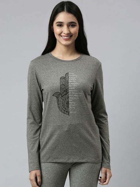 enamor pewter grey graphic print t-shirt