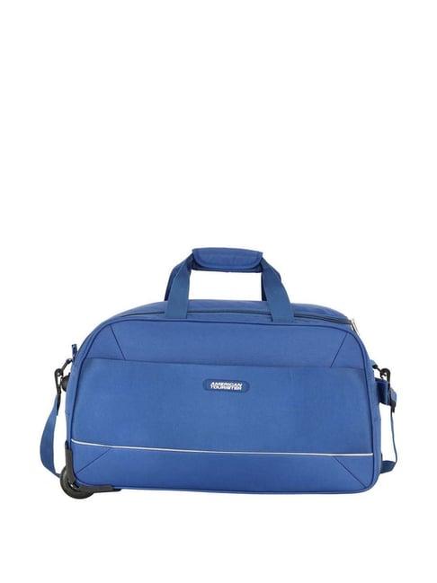 american tourister poler navy blue small duffle trolley bag