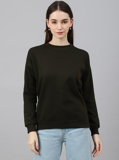 color capital dark olive cotton relaxed fit sweatshirt