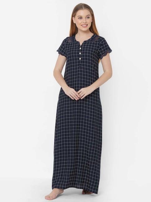 sweet dreams navy chequered nighty