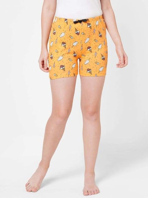 sweet dreams light orange cotton printed shorts