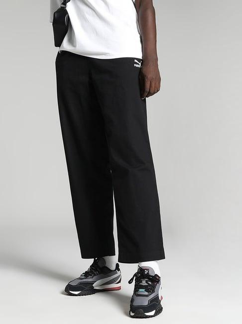 puma black cotton relaxed fit trousers