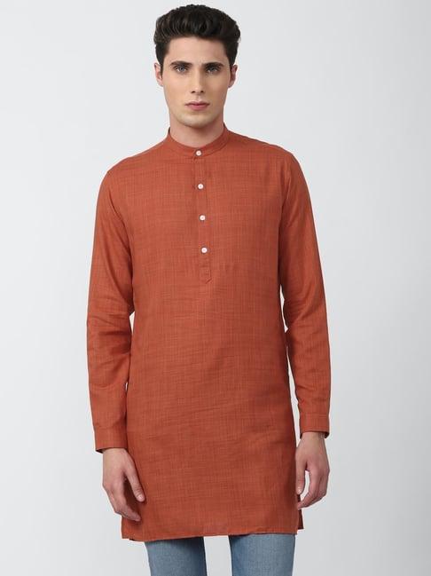 v dot red slim fit texture kurtas