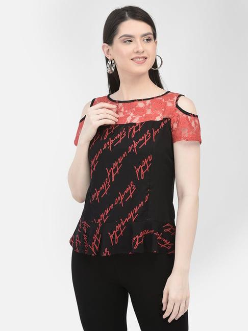 eavan black graphic print top