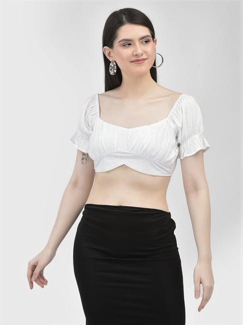 eavan white regular fit crop top