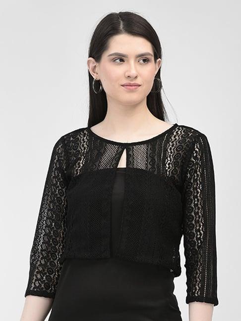 eavan black self design top