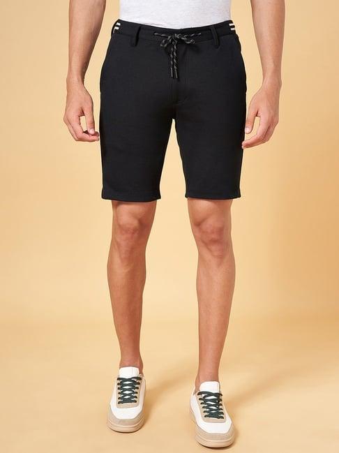 byford by pantaloons black cotton slim fit shorts