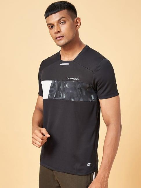 ajile by pantaloons black slim fit printed t-shirt