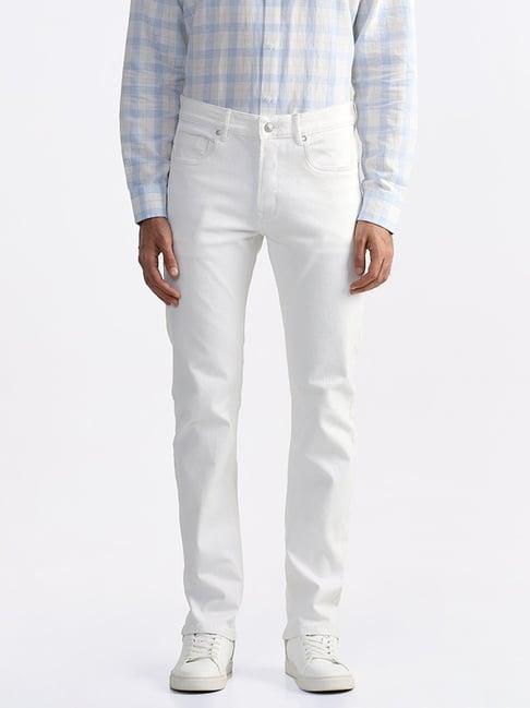 ascot by westside solid white relaxed fit jeans