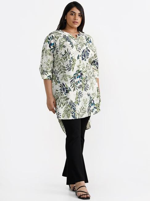 gia by westside printed asymmetric off-white tunic