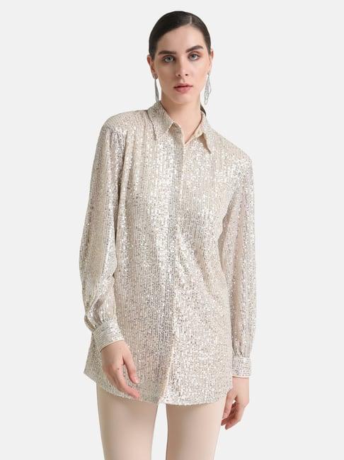 kazo silver embellished shirt