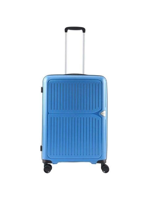 aristocrat locus plus blue textured hard medium trolley bag - 47 cm