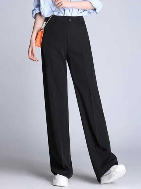 broadstar black relaxed fit high rise trousers