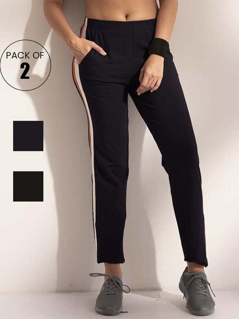 lyra black cotton sports track pants