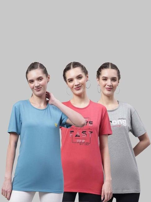 vimal jonney blue & pink cotton printed sports t-shirt - pack of 3