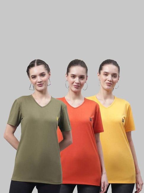 vimal jonney green & orange cotton sports t-shirt - pack of 3