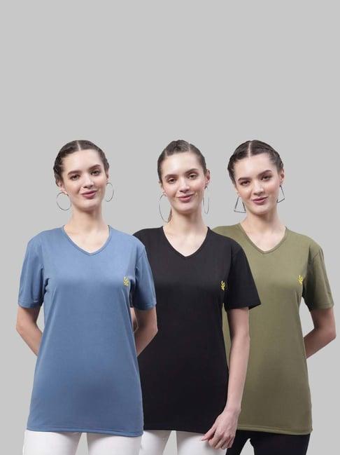 vimal jonney blue & black cotton sports t-shirt - pack of 3