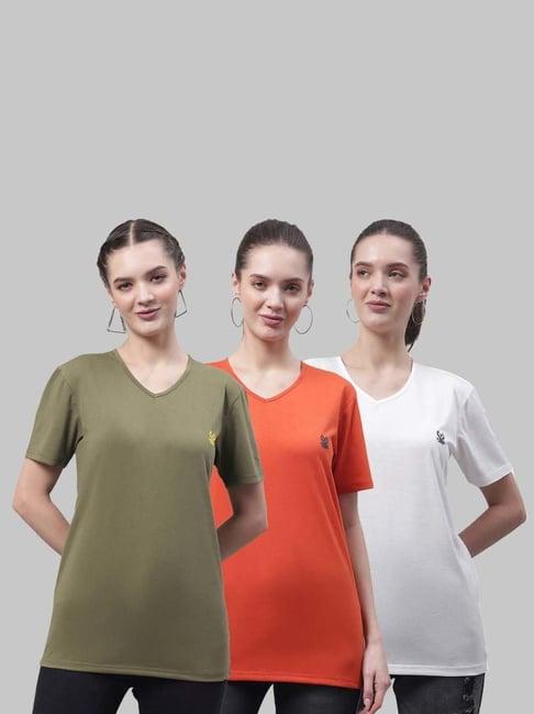 vimal jonney green & orange cotton sports t-shirt - pack of 3