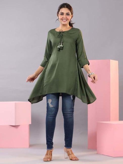 juniper green high low kurti