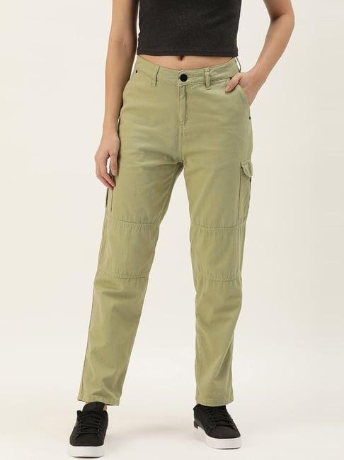 ivoc green cotton mid rise pants