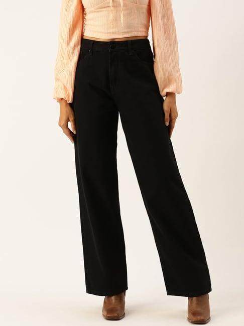 bene kleed black cotton high rise flared jeans