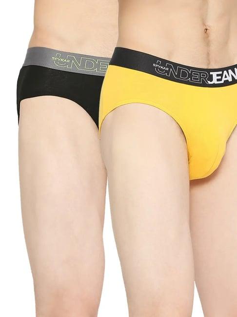 underjeans by spykar yellow & black briefs - pack of 2