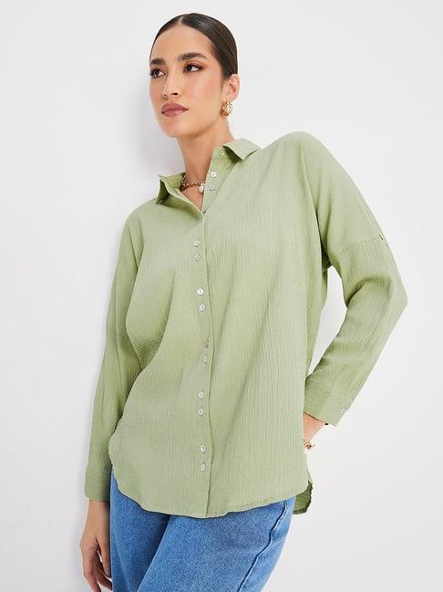 styli green regular fit shirt