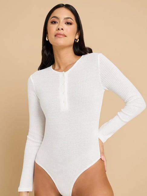 styli white regular fit bodysuit