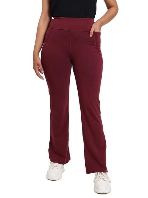 blissclub maroon cotton boot leg pants