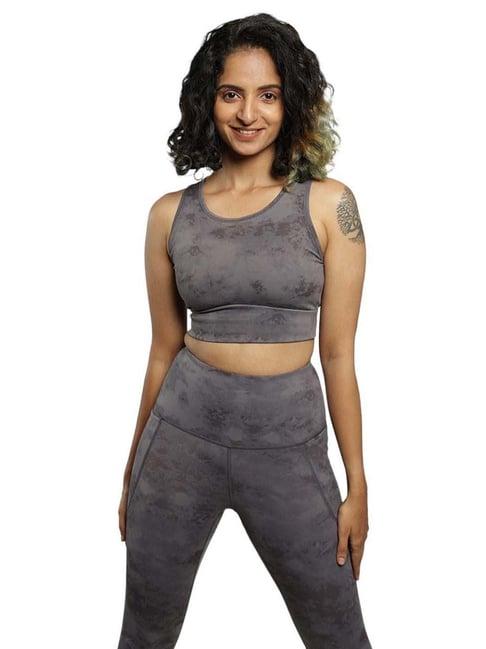 blissclub grey printed sports bra