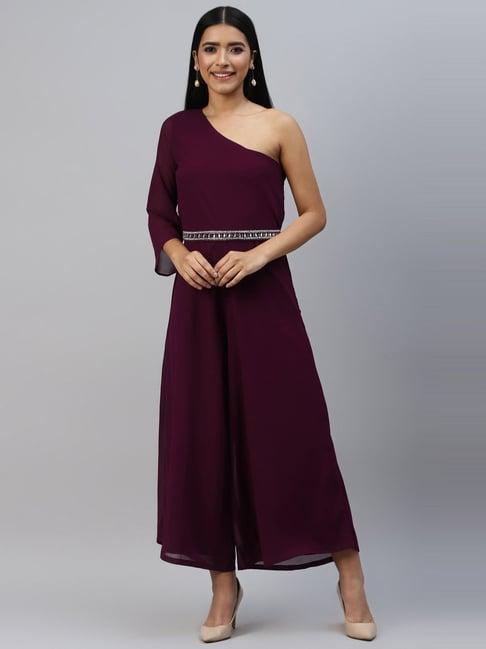 poshak hub purple one-shoulder jumpsuit