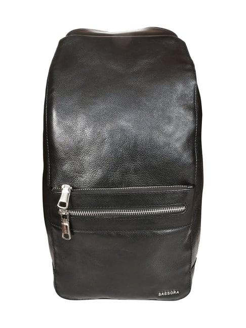 sassora jonas black leather medium backpack