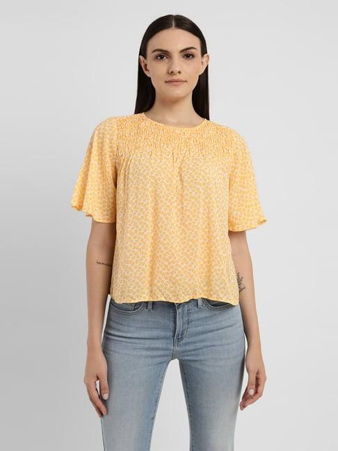 levi's mustard printed top