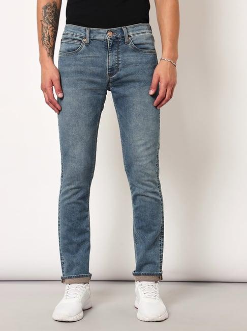 lee blue cotton slim fit jeans