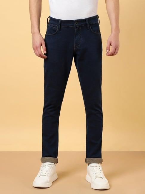 wrangler worker blue cotton skinny fit jeans