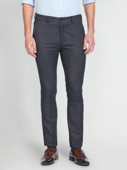 arrow new york blue slim fit trousers