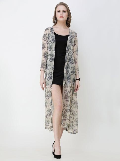 scorpius grey floral print long shrug