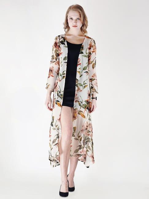 scorpius off white floral print long shrug