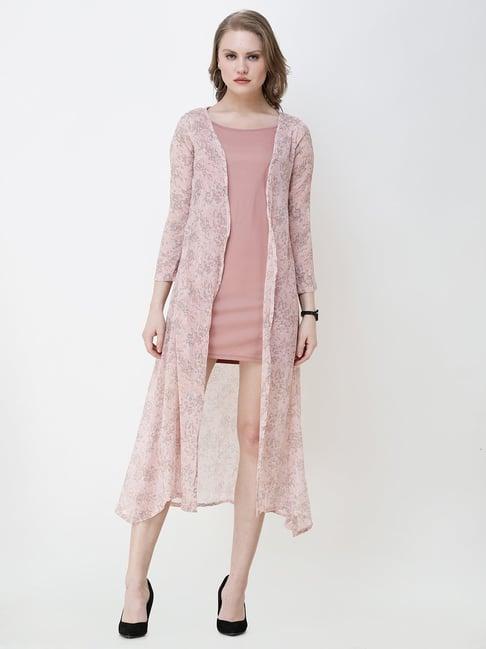 scorpius light pink floral print long shrug