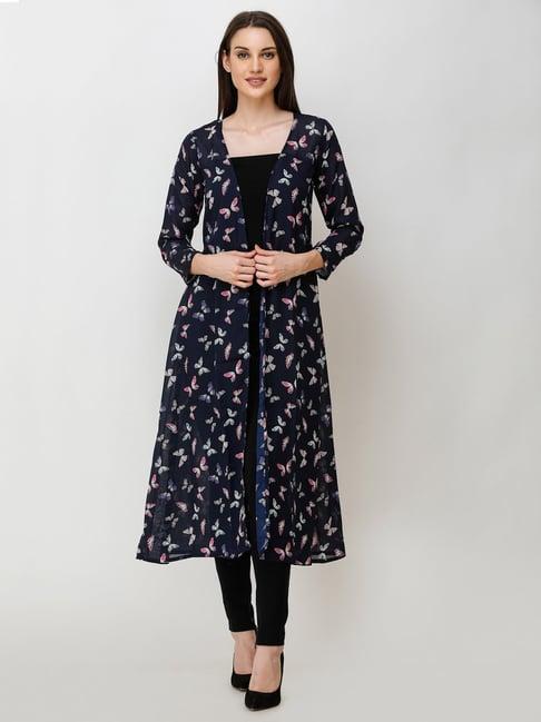 scorpius navy printed long shrug