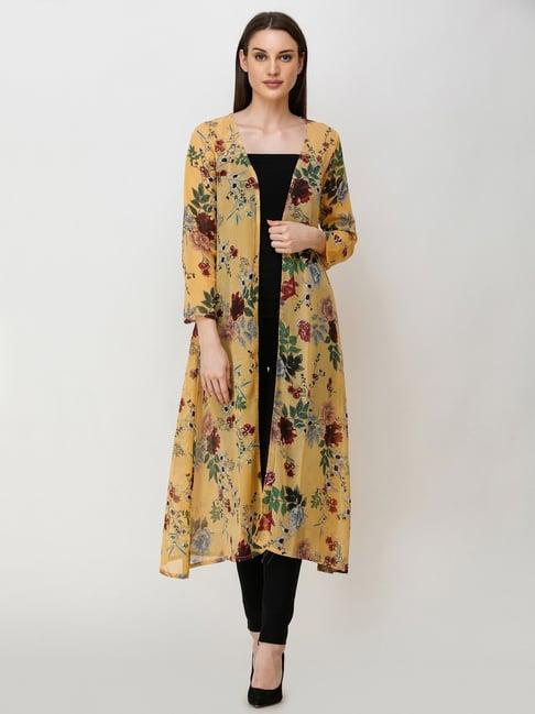 scorpius yellow floral print long shrug