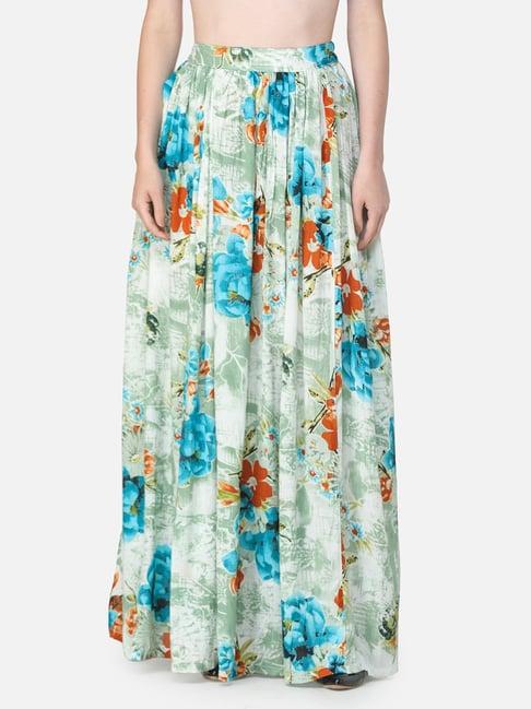 scorpius sage green floral print skirt