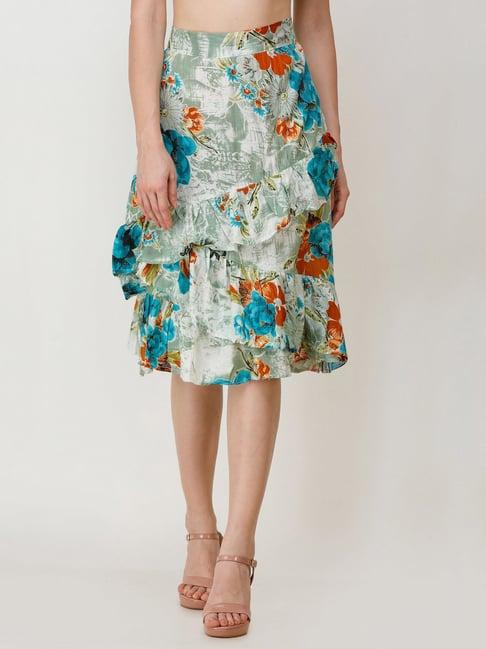 scorpius sage green floral print skirt