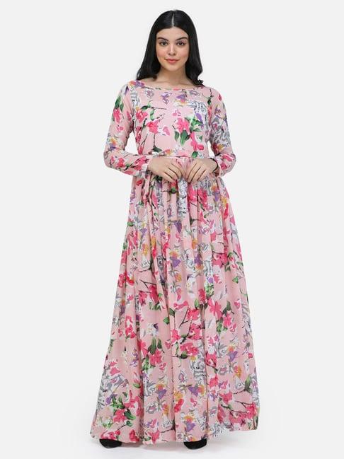 scorpius light pink floral print maxi dress